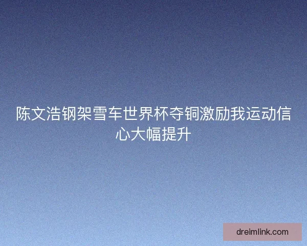 陈文浩钢架雪车世界杯夺铜激励我运动信心大幅提升